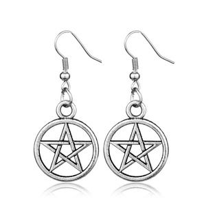 Silver Pentacle Wiccan Star Earrings